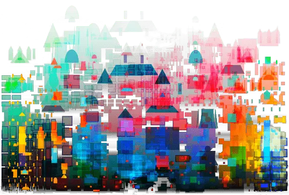 Abstract image of housing thats bright and colourful